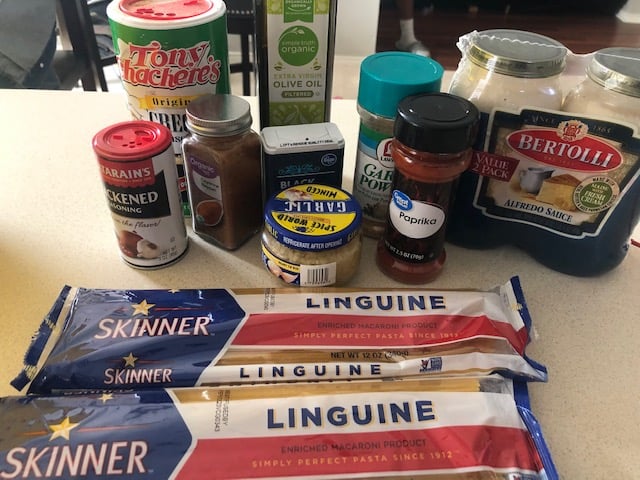 Chicken and broccoli pasta ingredients!