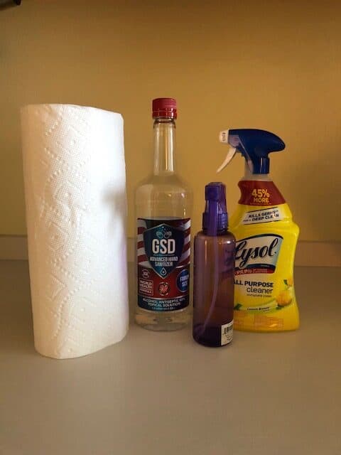 Here are the household cleaners I used to sanitze our hotel room during the pandemic.